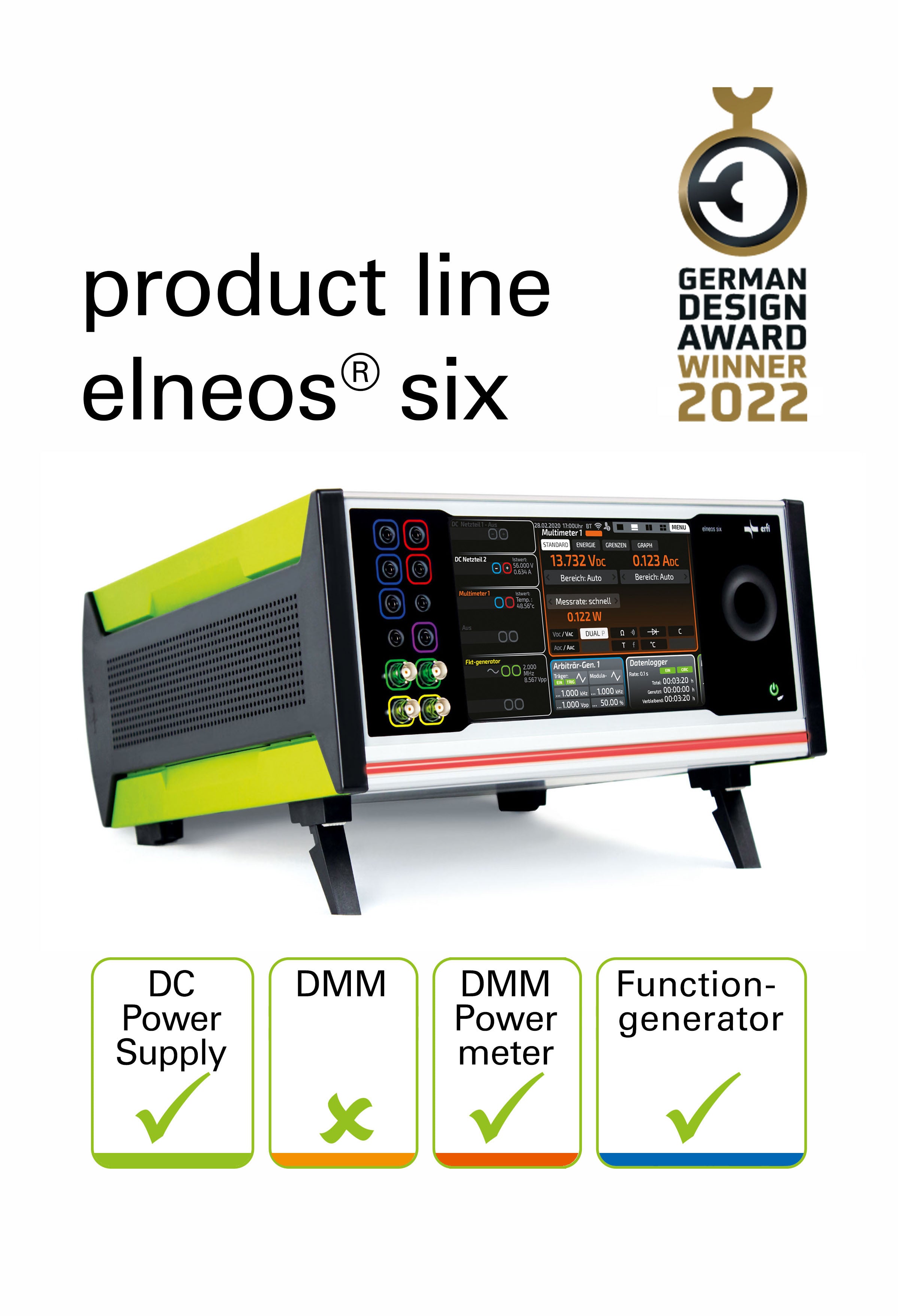 Dual power supply 2xDC 0-32V/5A, 320 W including digital multimeter with power meter and dual function generator