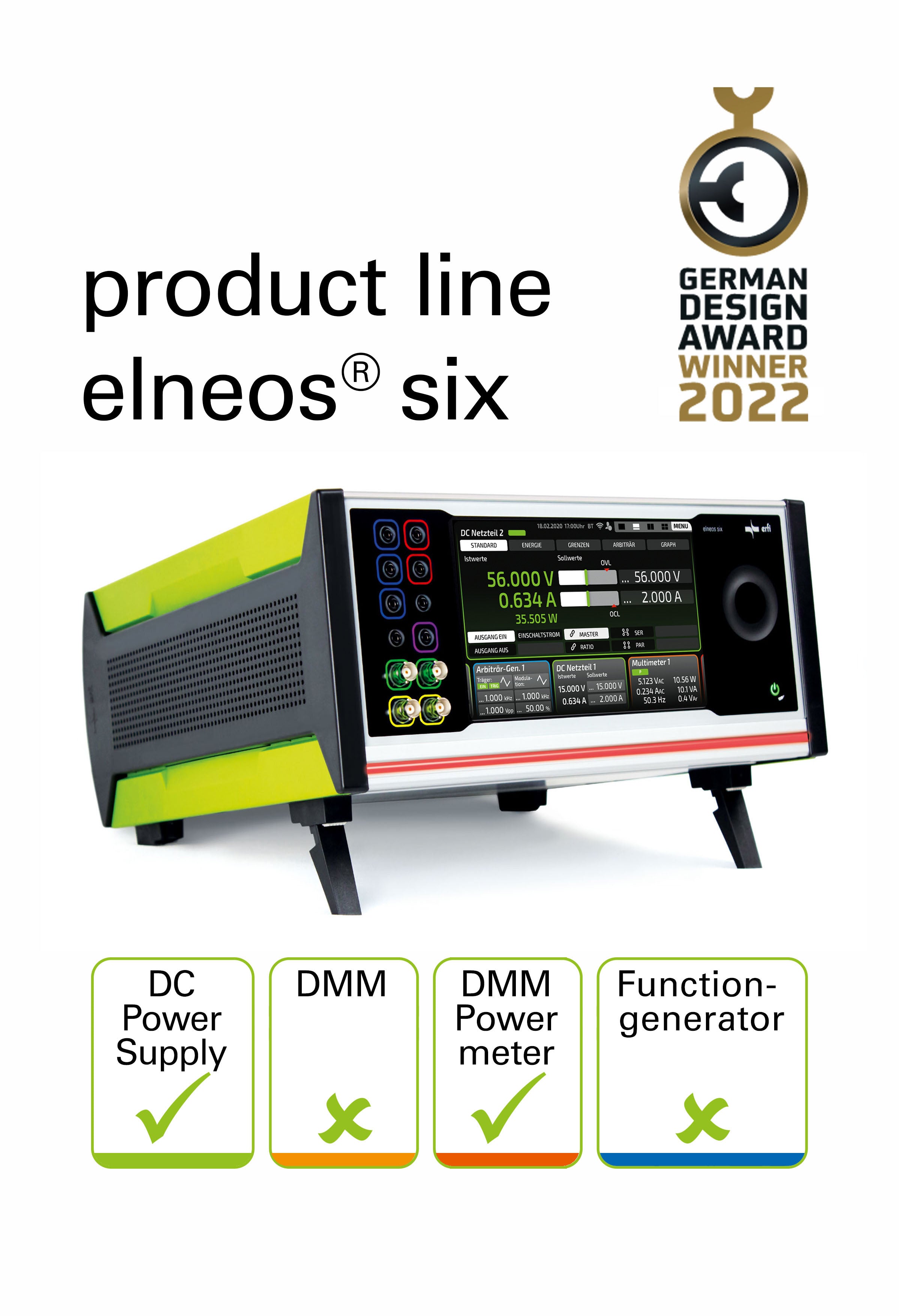 Dual power supply DC 2x0-32V/5A, 320 W including digital multimeter with power meter