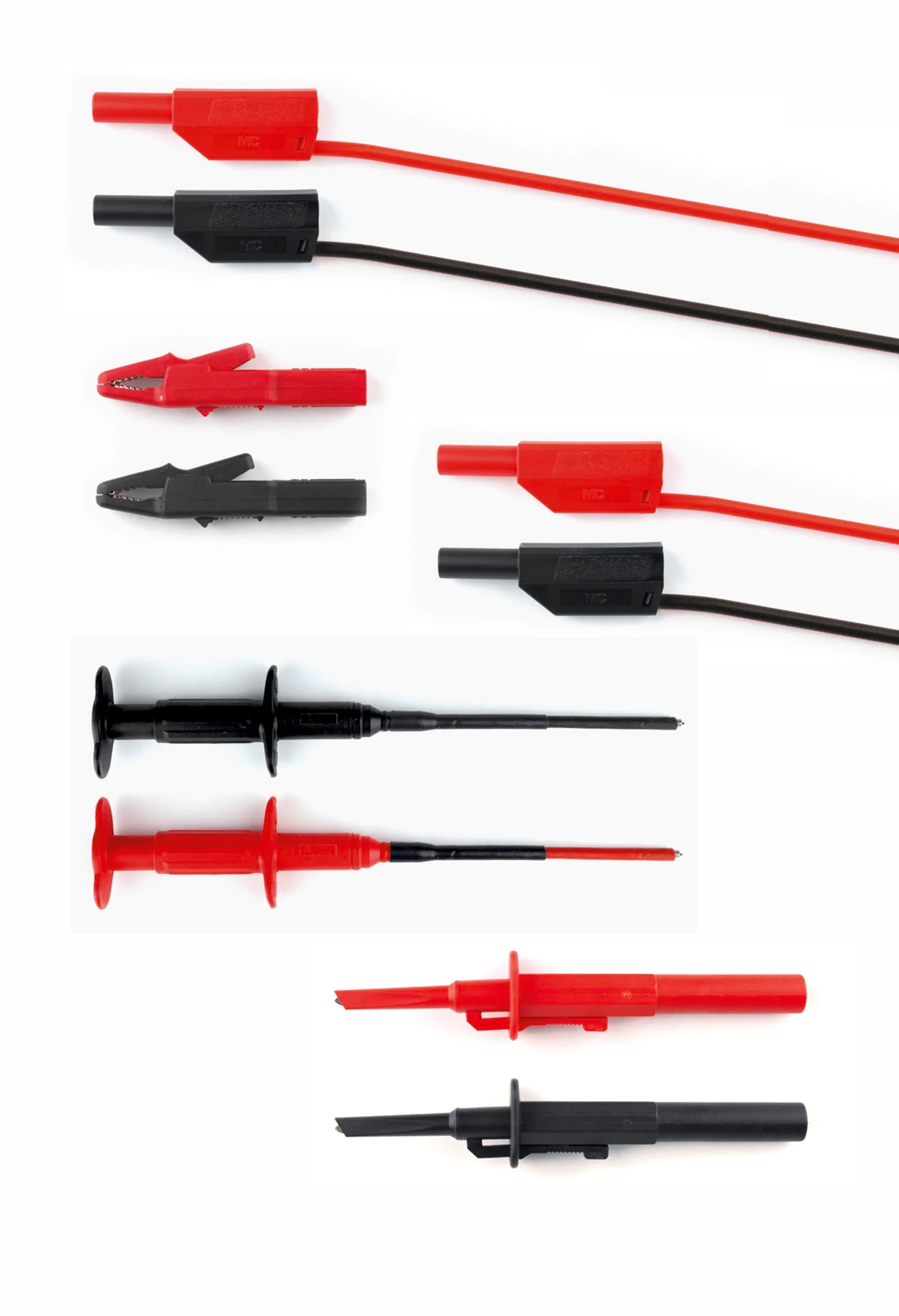 erfi Laborkabelset für Netzgeräte mit roten und schwarzen Prüfspitzen und Kabeln