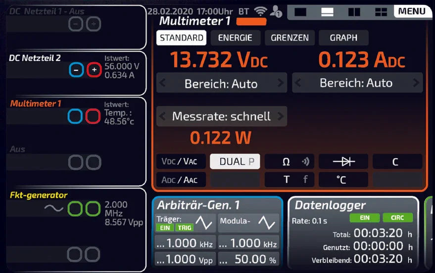 erfi Netzteil 2x0-32V/2A mit Funktionsgenerator, Leistungsmesser und DMM - erfi 